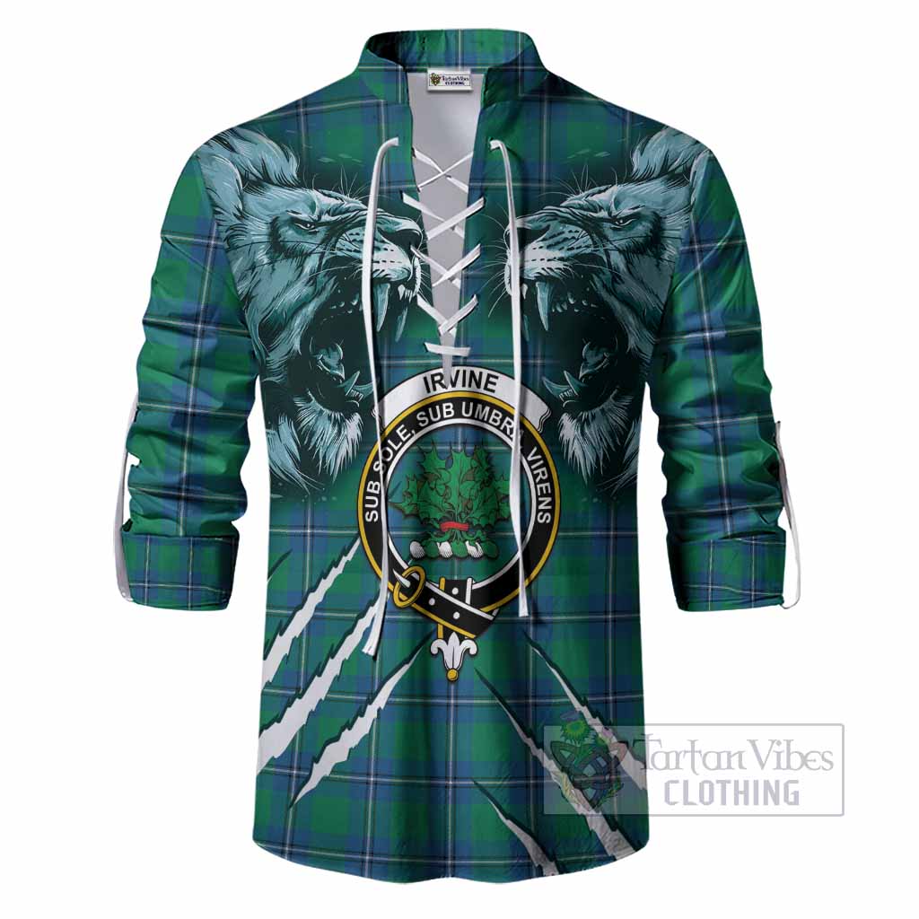 Irvine Tartan Crest Ghillie Shirt Ferocious Lion Style