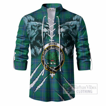 Irvine Tartan Crest Ghillie Shirt Ferocious Lion Style