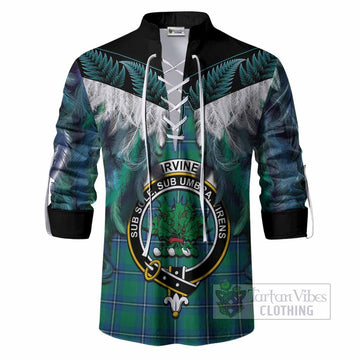 Irvine Tartan Crest Ghillie Shirt New Zealand Maori Korowai Cloak