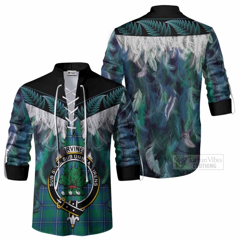 Irvine Tartan Crest Ghillie Shirt New Zealand Maori Korowai Cloak