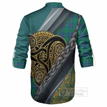 Irvine Tartan Crest Ghillie Shirt Scottish Triskele Celtic