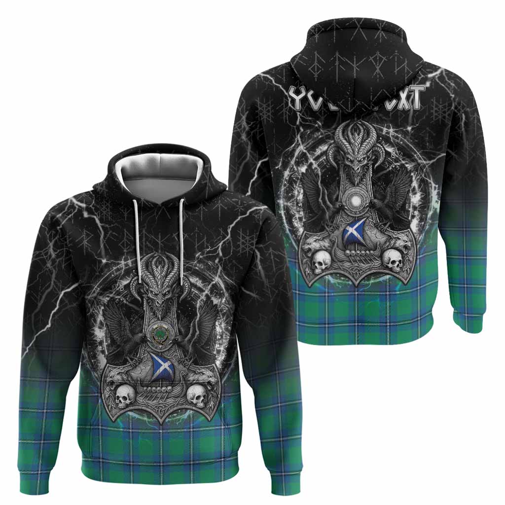 Irvine Tartan Crest Hoodie Celtic Odin's Raven Legacy