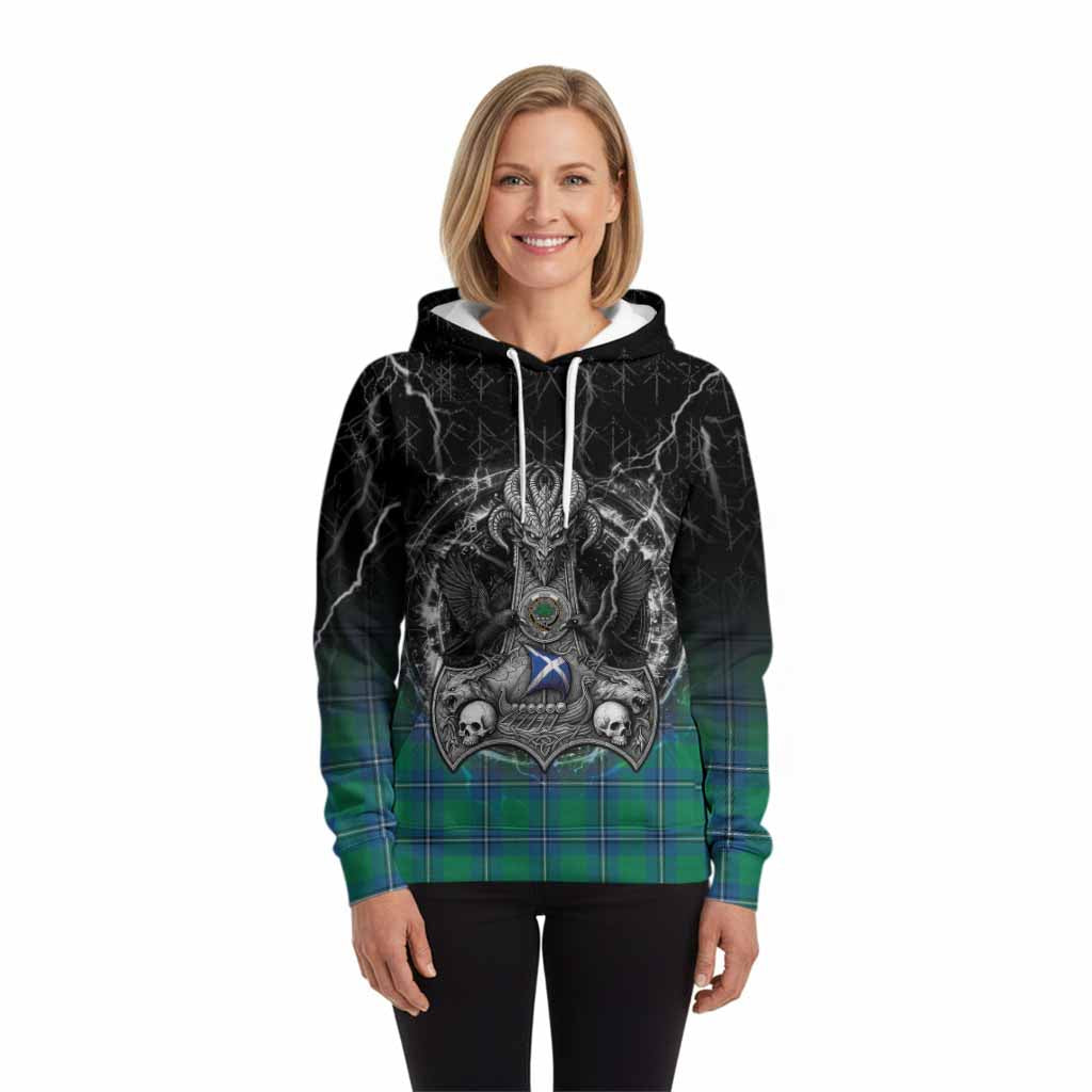 Irvine Tartan Crest Hoodie Celtic Odin's Raven Legacy