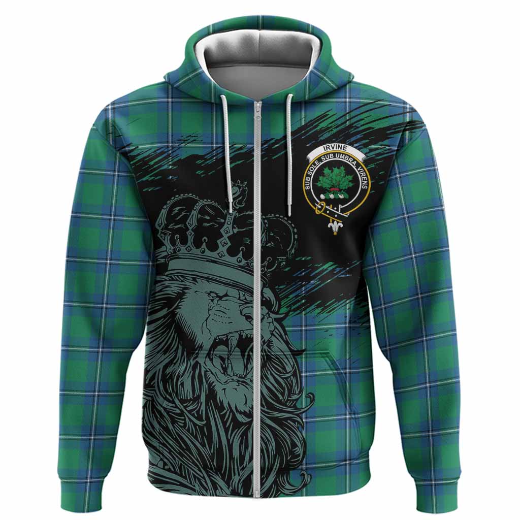 Irvine Tartan Crest Hoodie Crowned Lion Heritage Style