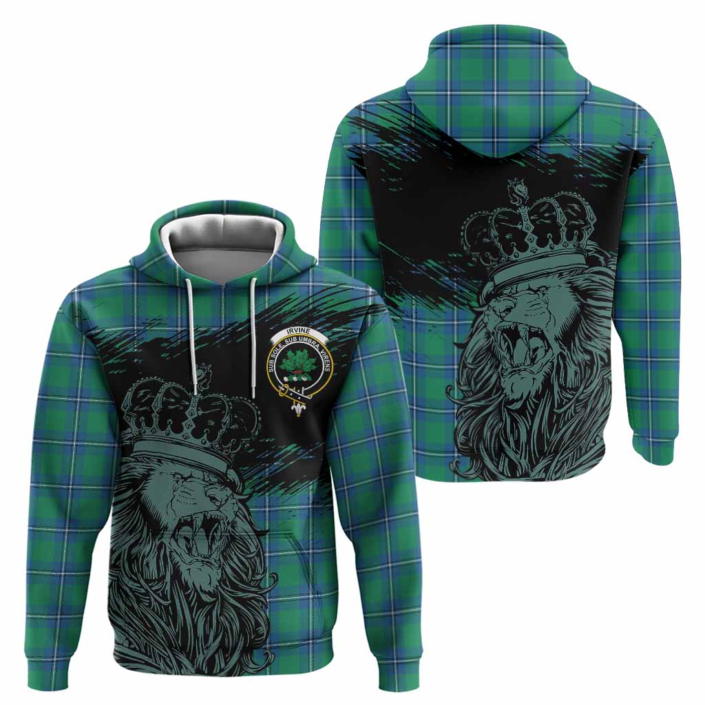 Irvine Tartan Crest Hoodie Crowned Lion Heritage Style