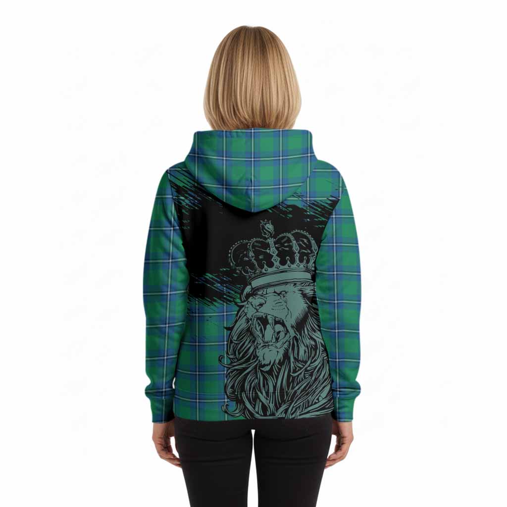 Irvine Tartan Crest Hoodie Crowned Lion Heritage Style