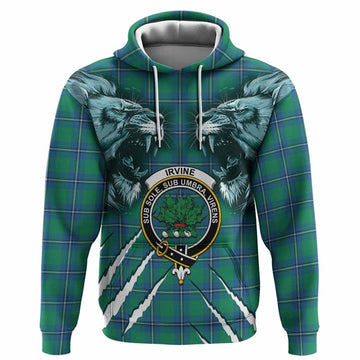 Irvine Tartan Crest Hoodie Ferocious Lion Style