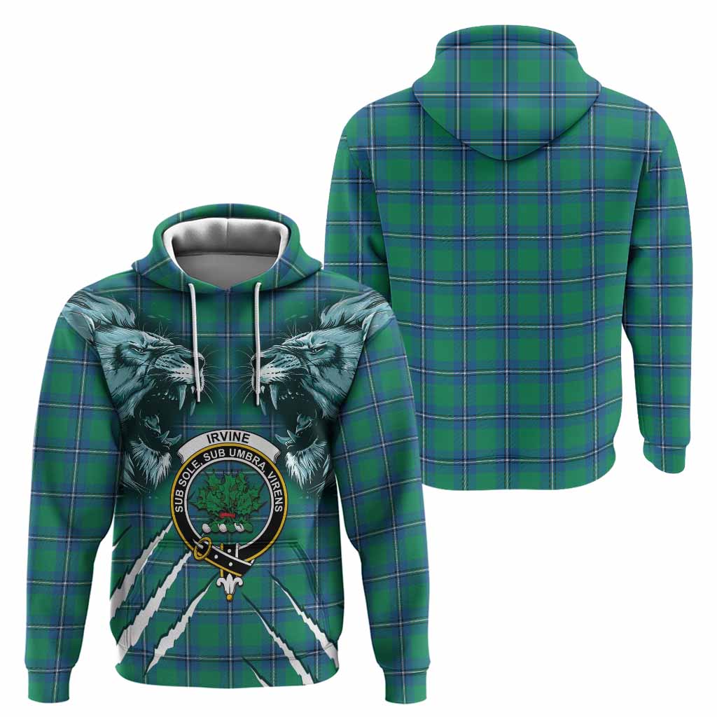 Irvine Tartan Crest Hoodie Ferocious Lion Style