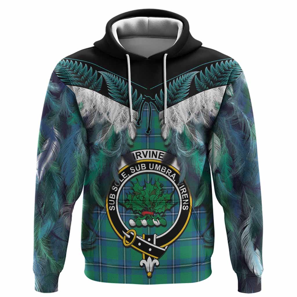 Irvine Tartan Crest Hoodie New Zealand Maori Korowai Cloak