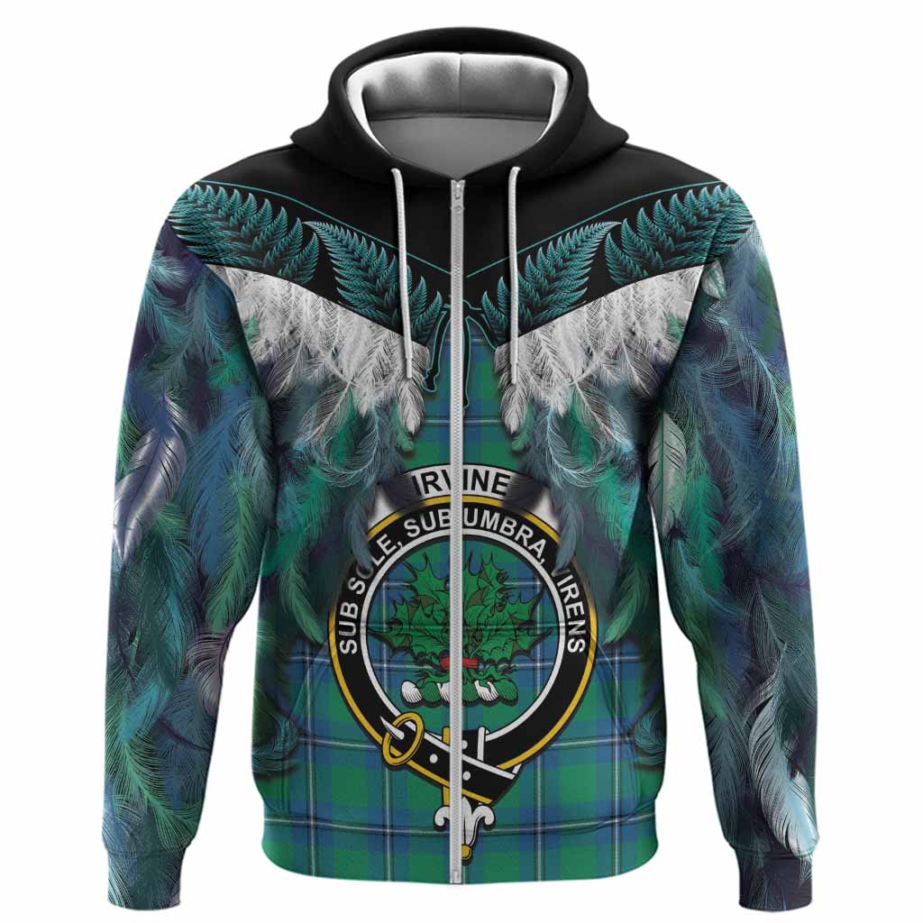 Irvine Tartan Crest Hoodie New Zealand Maori Korowai Cloak