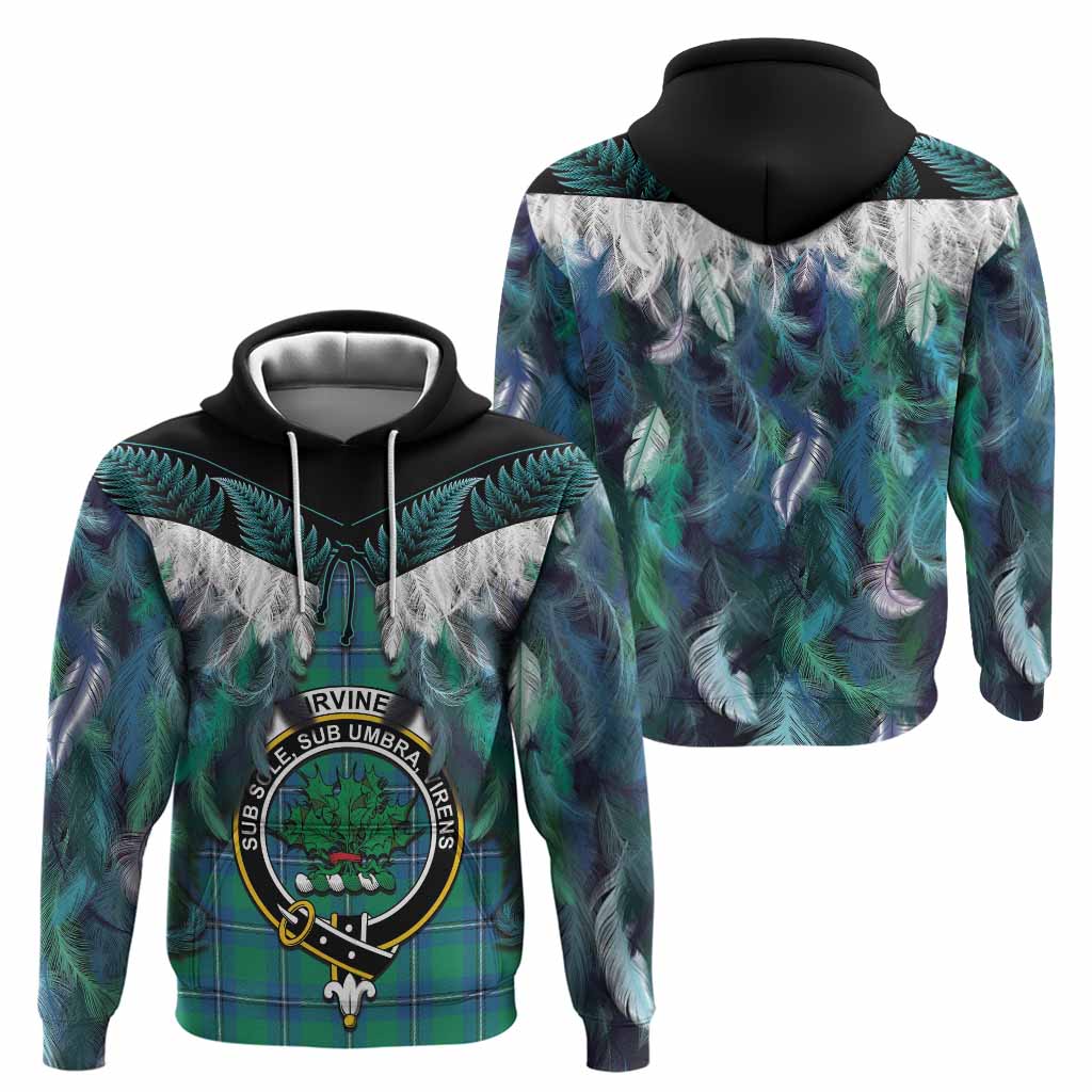 Irvine Tartan Crest Hoodie New Zealand Maori Korowai Cloak