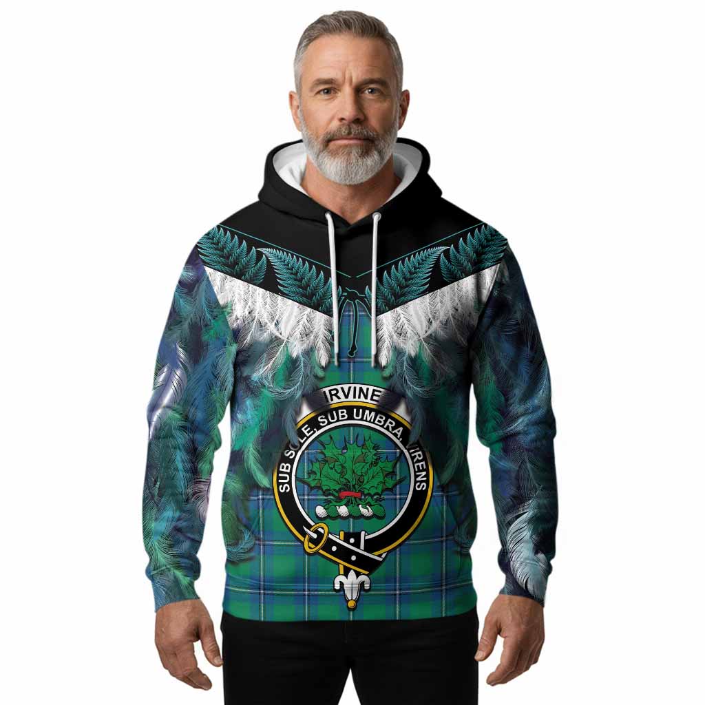 Irvine Tartan Crest Hoodie New Zealand Maori Korowai Cloak