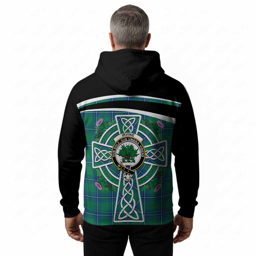 Irvine Tartan Crest Hoodie Scottish Thistle Celtic Cross Alba Gu Brath