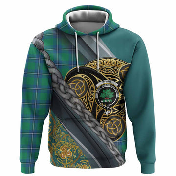 Irvine Tartan Crest Hoodie Scottish Triskele Celtic