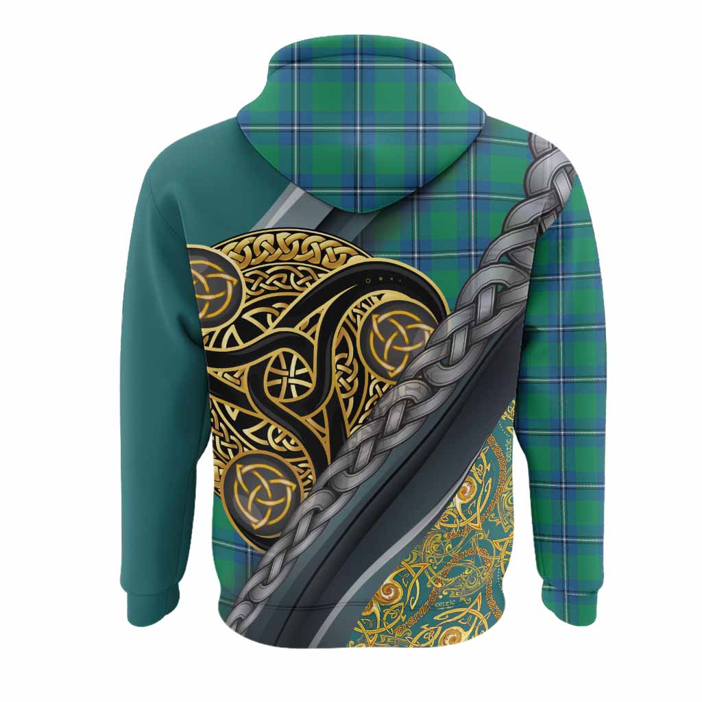 Irvine Tartan Crest Hoodie Scottish Triskele Celtic