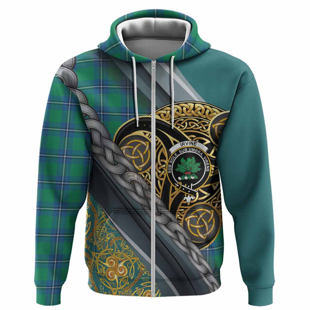 Irvine Tartan Crest Hoodie Scottish Triskele Celtic