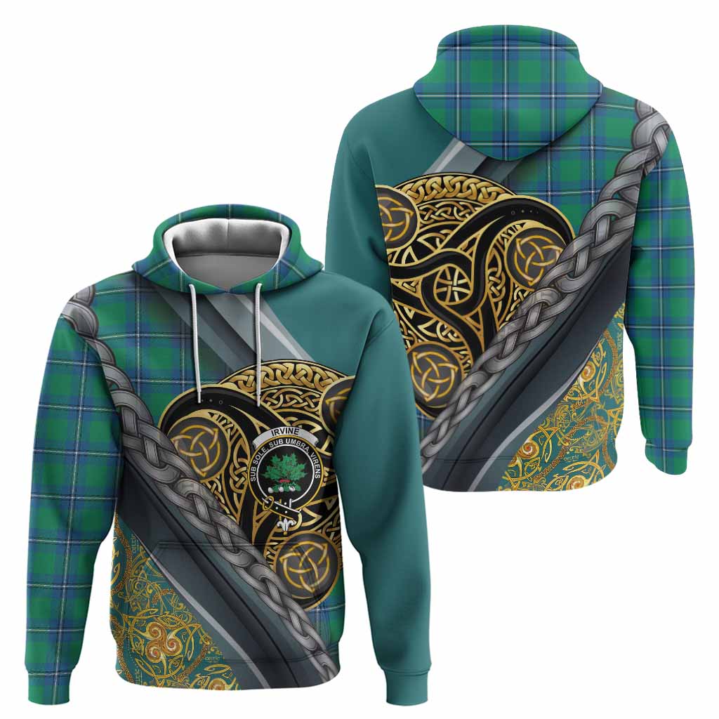 Irvine Tartan Crest Hoodie Scottish Triskele Celtic