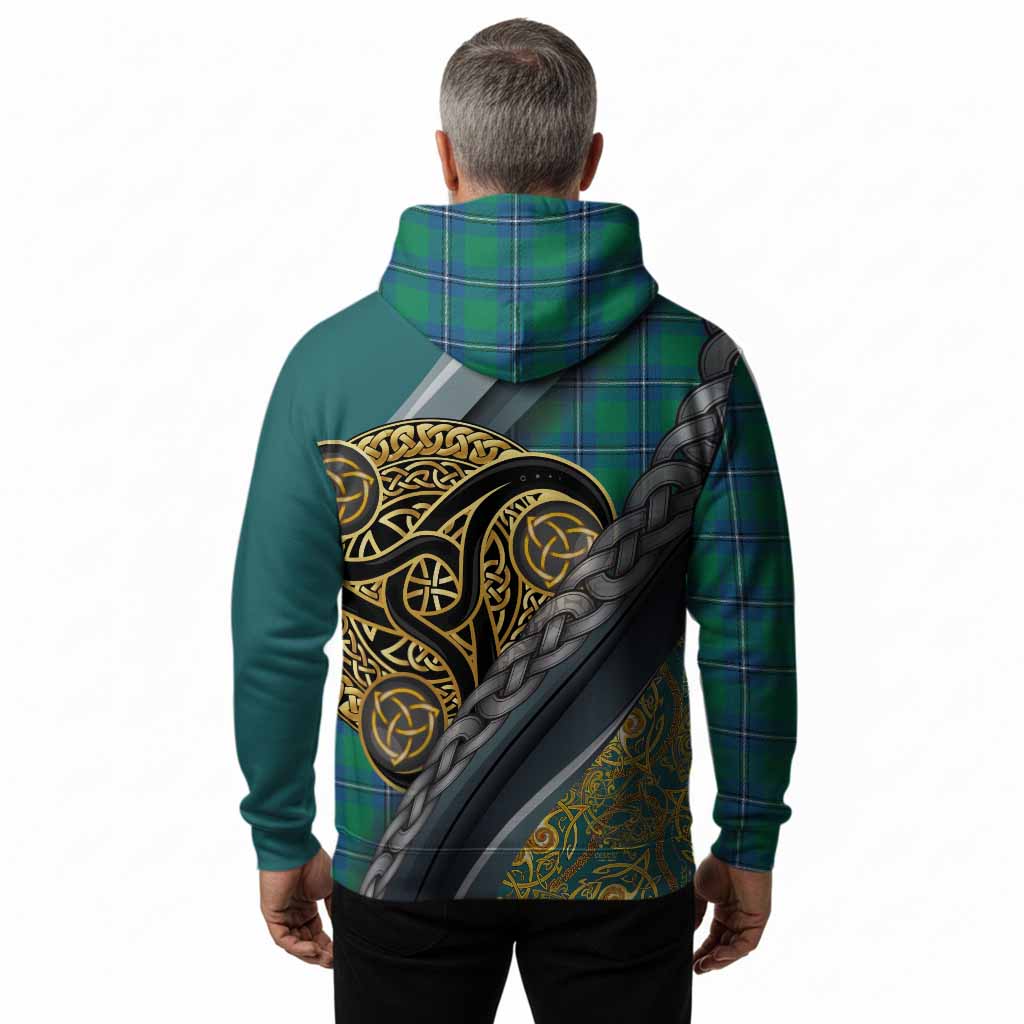Irvine Tartan Crest Hoodie Scottish Triskele Celtic