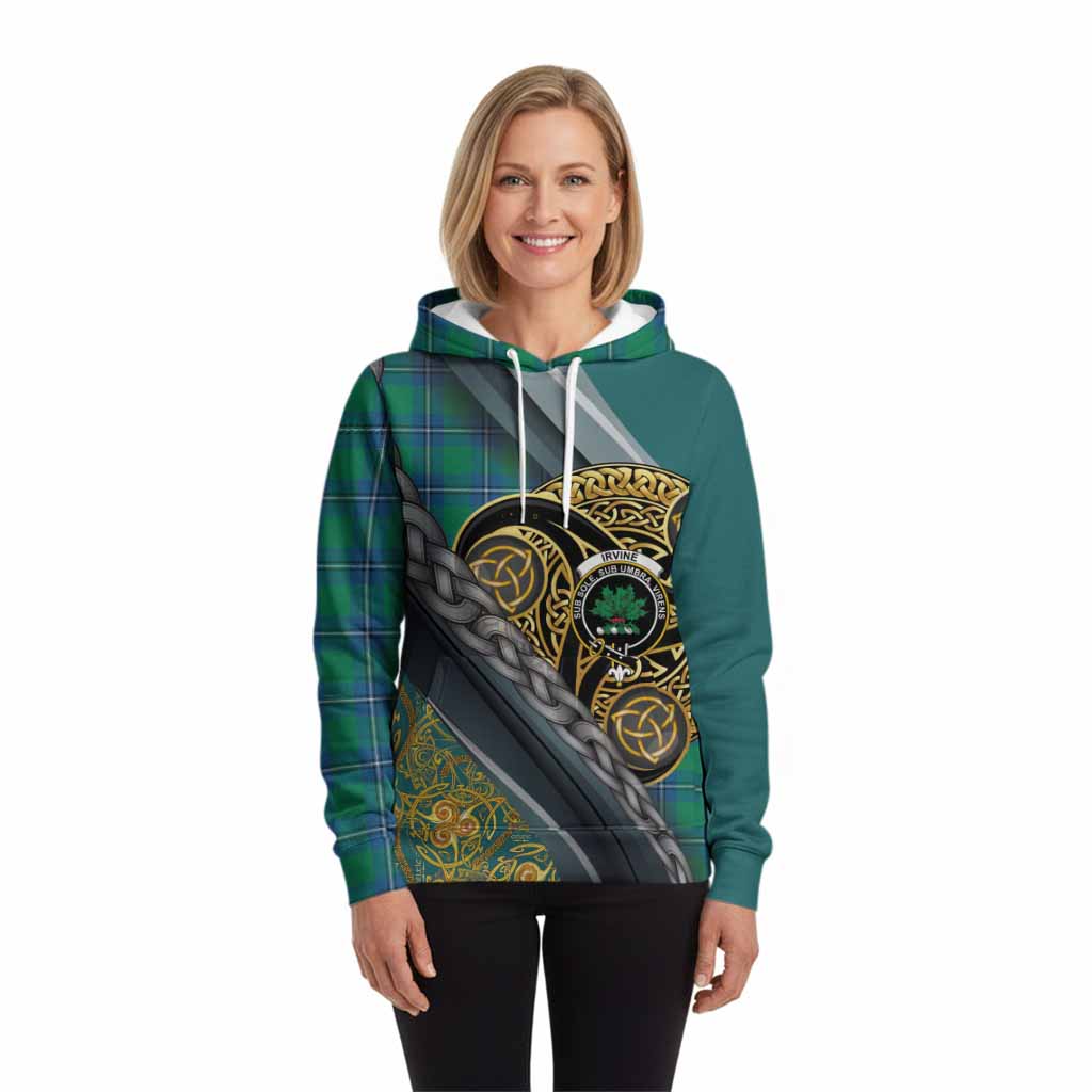 Irvine Tartan Crest Hoodie Scottish Triskele Celtic