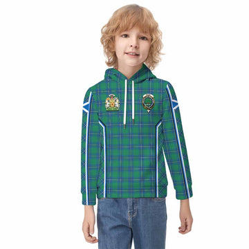 Irvine Tartan Crest Kid Hoodie Scotland Coat of Arm Flag Style - Tartan Vibes Clothing