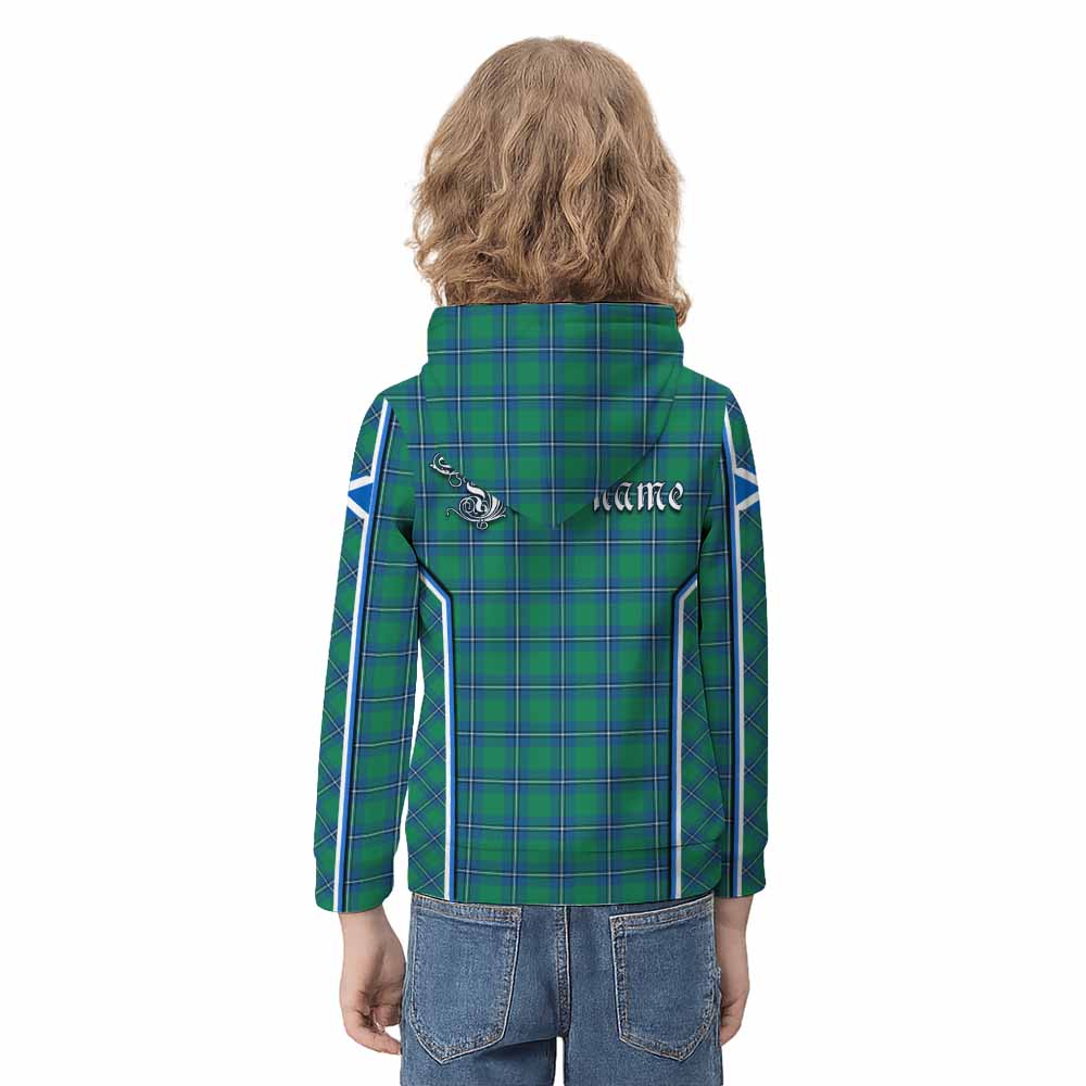 Irvine Tartan Crest Kid Hoodie Scotland Coat of Arm Flag Style - Tartan Vibes Clothing