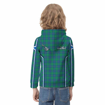 Irvine Tartan Crest Kid Hoodie Scotland Coat of Arm Flag Style - Tartan Vibes Clothing