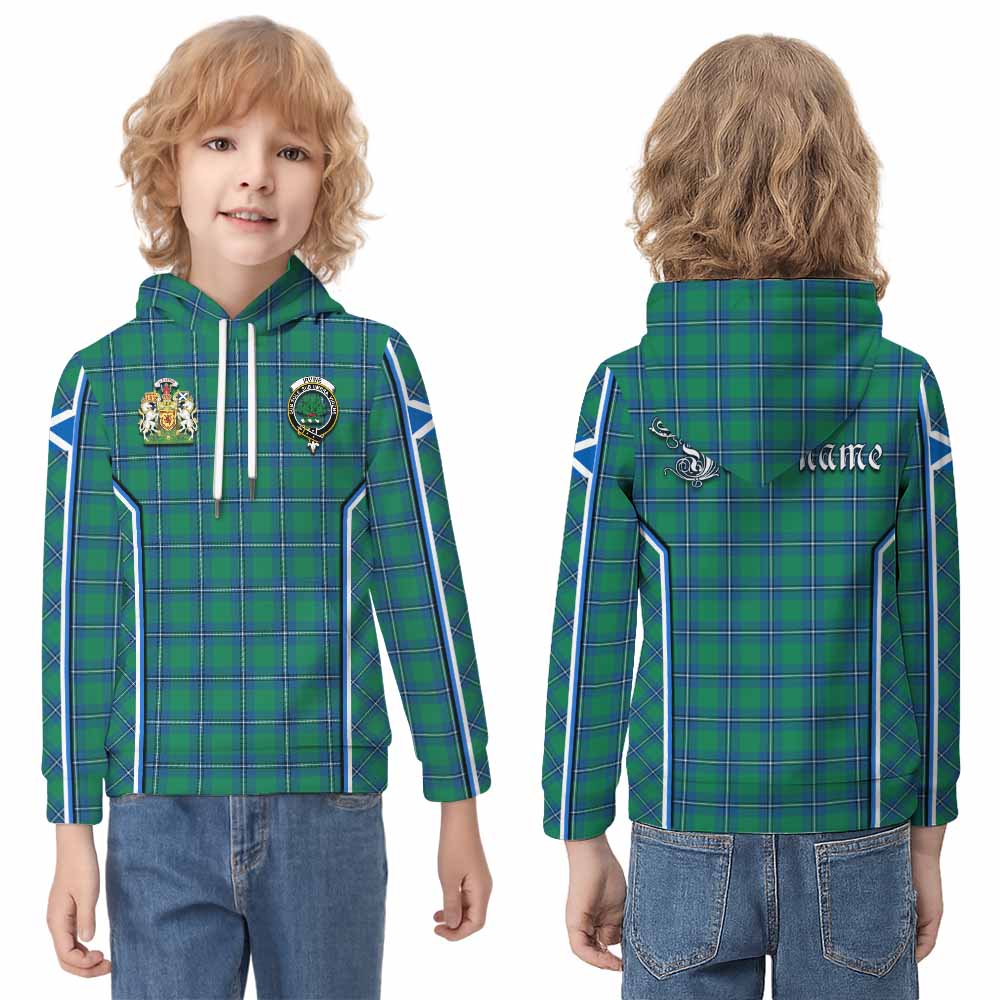 Irvine Tartan Crest Kid Hoodie Scotland Coat of Arm Flag Style - Tartan Vibes Clothing
