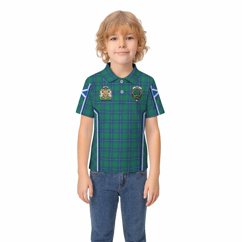 Irvine Tartan Crest Kid Polo Shirt Scotland Coat of Arm Flag Style - Tartan Vibes Clothing