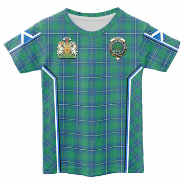 Irvine Tartan Crest Kid T-shirt Scotland Coat of Arm Flag Style - Tartan Vibes Clothing