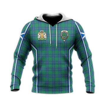 Irvine Tartan Crest Knitted Hoodie Scotland Coat of Arm Flag Style - Tartan Vibes Clothing