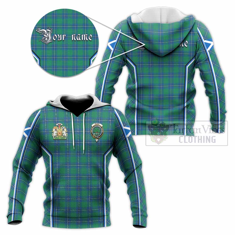Irvine Tartan Crest Knitted Hoodie Scotland Coat of Arm Flag Style - Tartan Vibes Clothing
