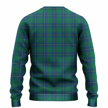 Irvine Tartan Crest Knitted Sweater Ferocious Lion Style