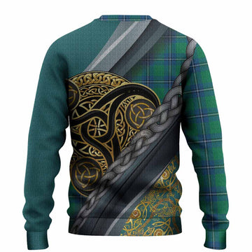 Irvine Tartan Crest Knitted Sweater Scottish Triskele Celtic