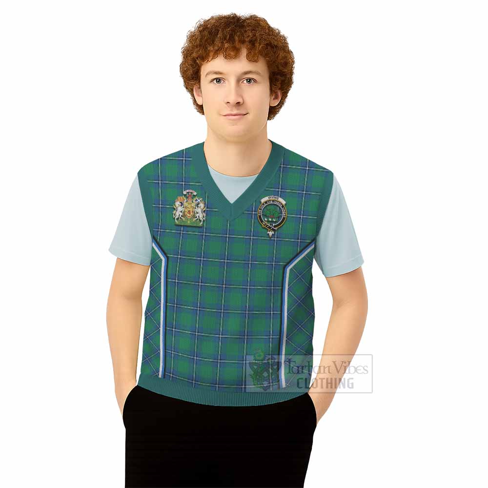 Irvine Tartan Crest Knitted V-Neck Vest Scotland Coat of Arm Flag Style - Tartan Vibes Clothing