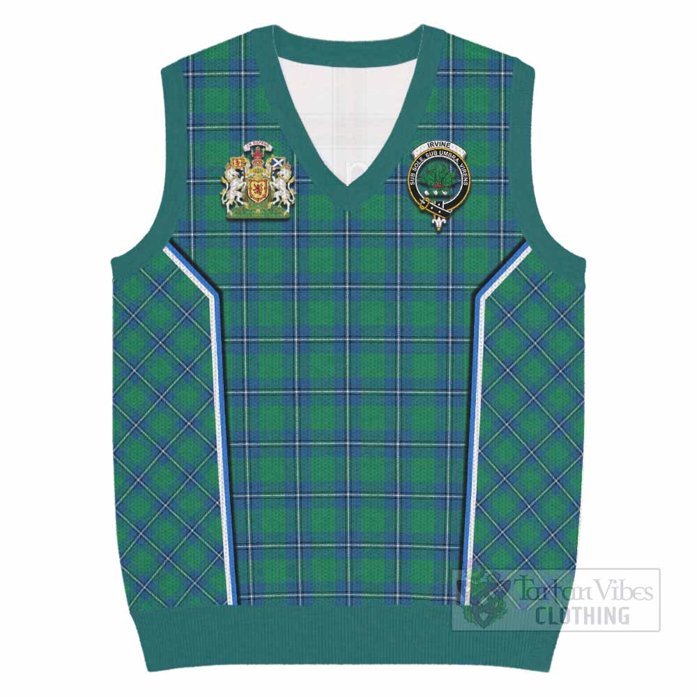 Irvine Tartan Crest Knitted V-Neck Vest Scotland Coat of Arm Flag Style - Tartan Vibes Clothing