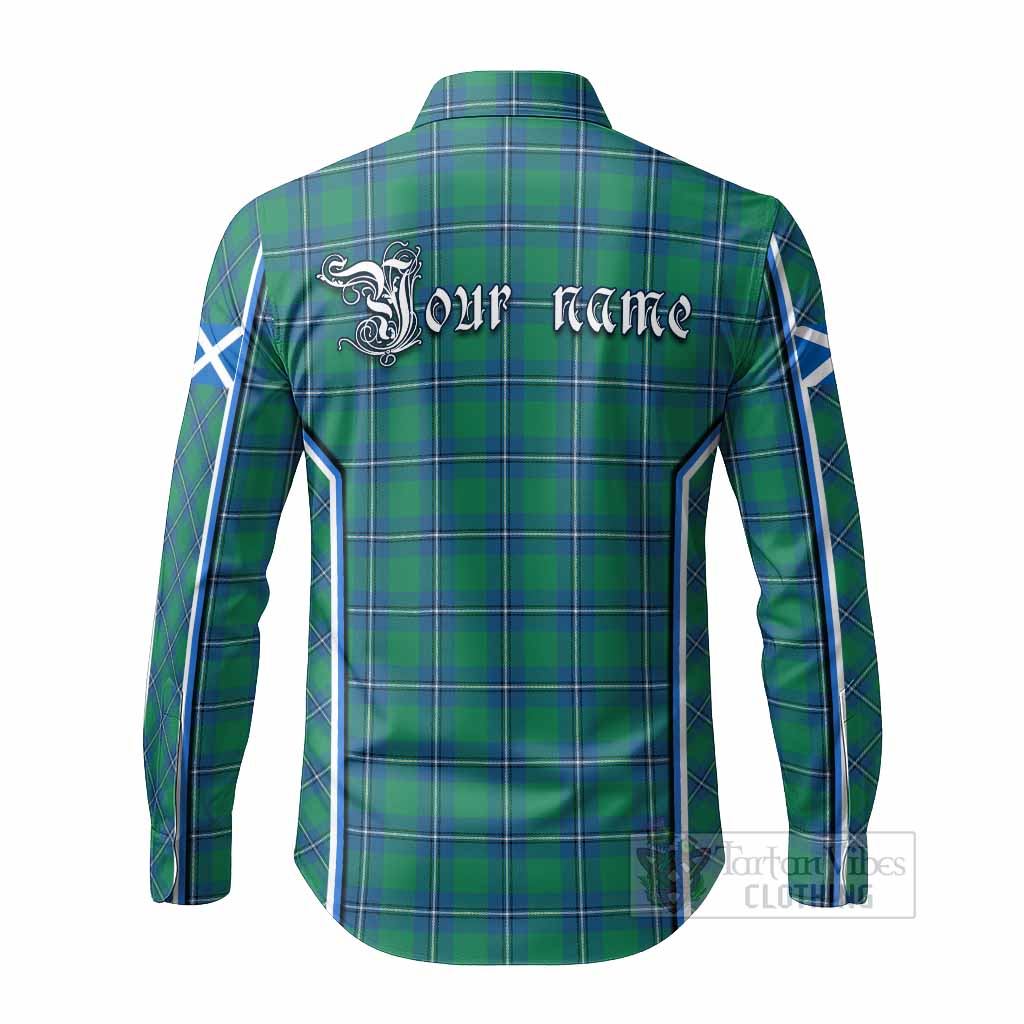 Irvine Tartan Crest Long Sleeve Button Shirts Scotland Coat of Arm Flag Style - Tartan Vibes Clothing