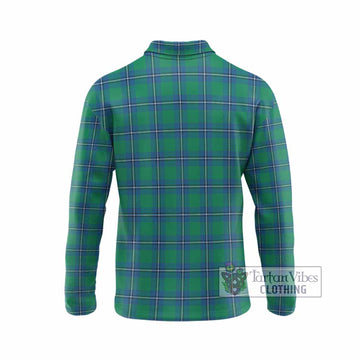 Irvine Tartan Crest Long Sleeve Polo Shirt Ferocious Lion Style