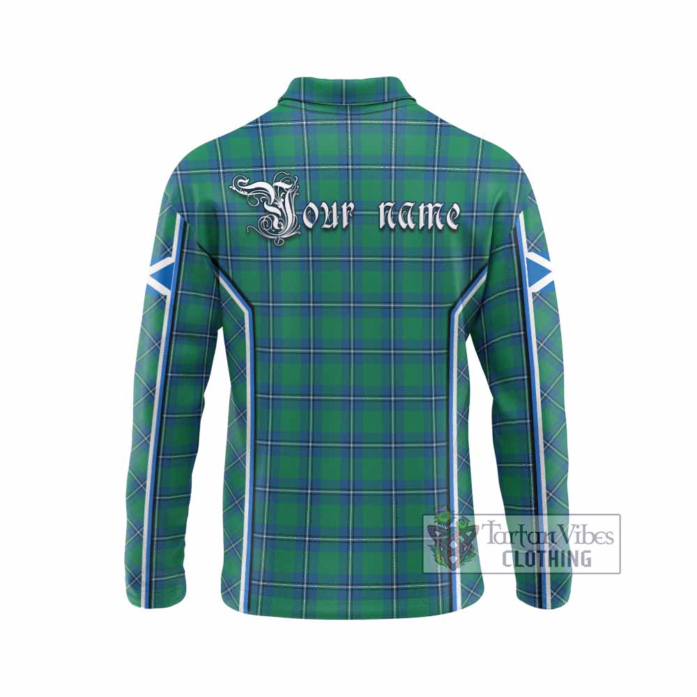 Irvine Tartan Crest Long Sleeve Polo Shirt Scotland Coat of Arm Flag Style - Tartan Vibes Clothing