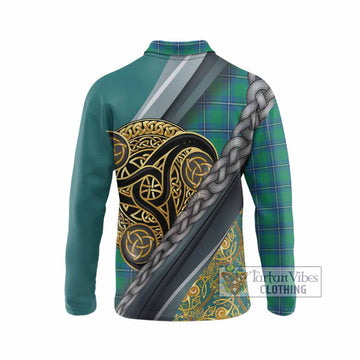 Irvine Tartan Crest Long Sleeve Polo Shirt Scottish Triskele Celtic