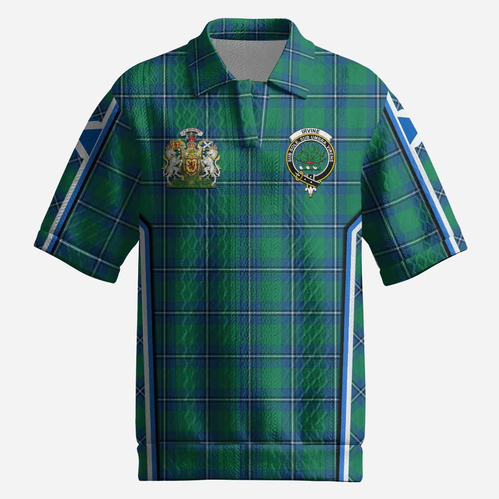 Irvine Tartan Crest Men’s Polo Sweater Top Scotland Coat of Arm Flag Style