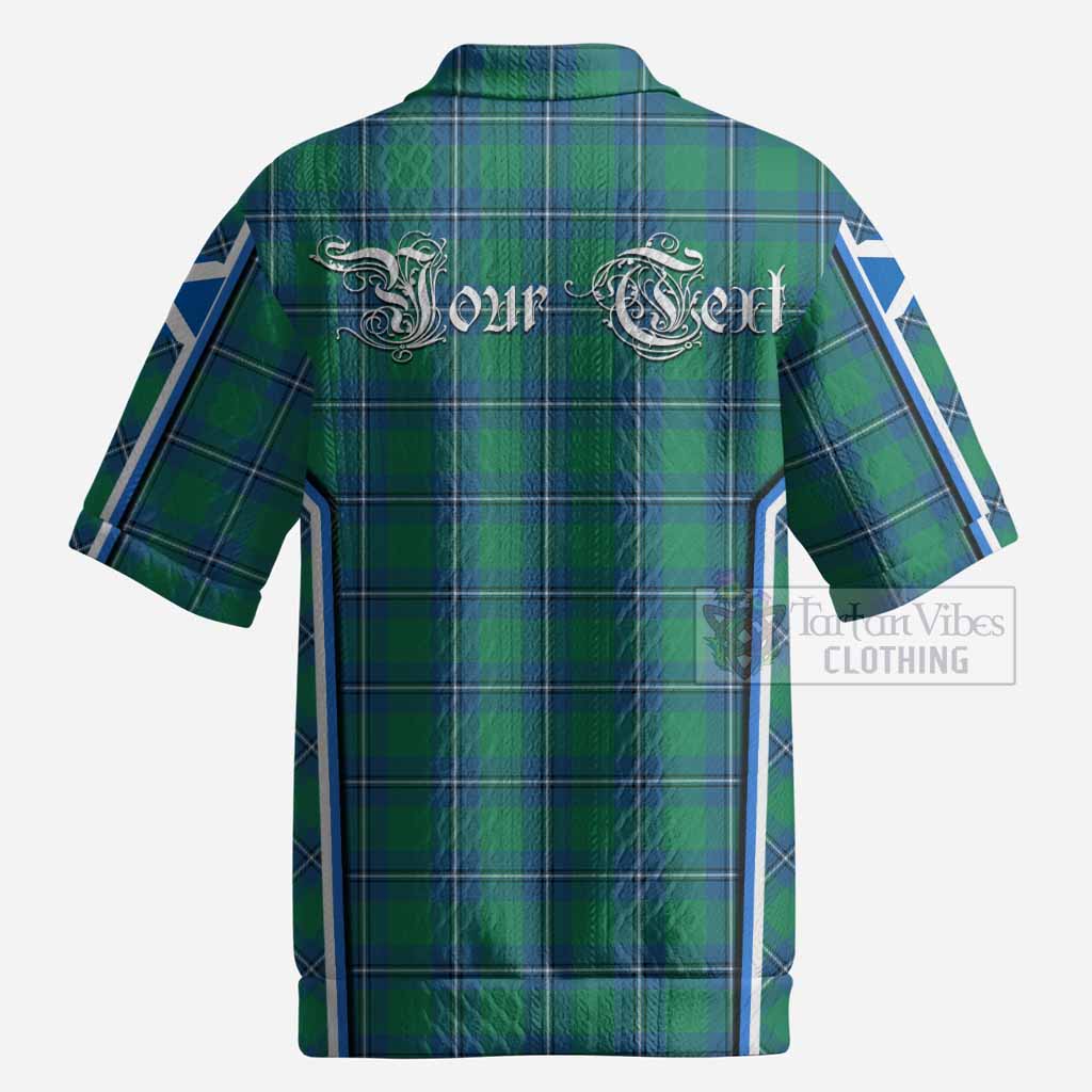 Irvine Tartan Crest Men’s Polo Sweater Top Scotland Coat of Arm Flag Style