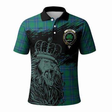Irvine Tartan Crest Polo Shirt Crowned Lion Heritage Style