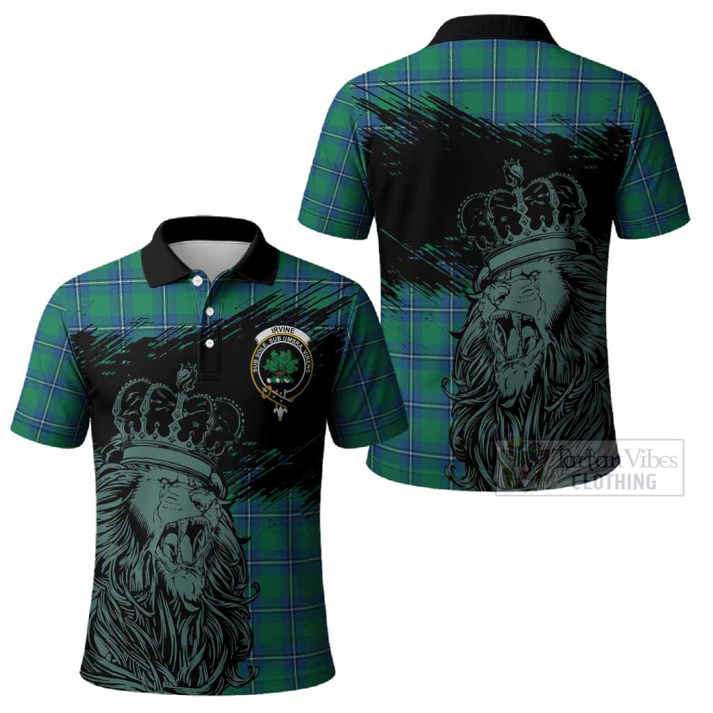 Irvine Tartan Crest Polo Shirt Crowned Lion Heritage Style