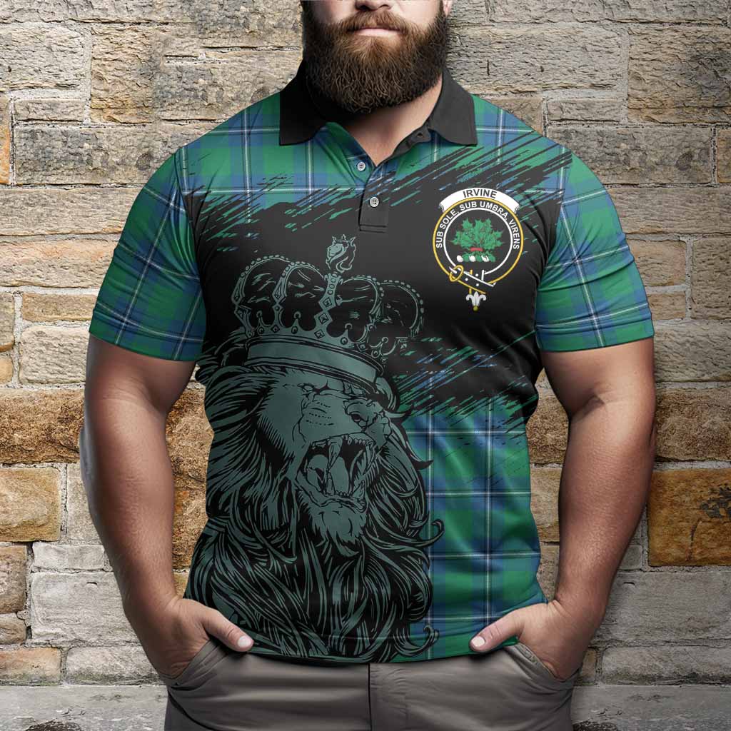 Irvine Tartan Crest Polo Shirt Crowned Lion Heritage Style