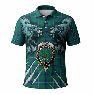Irvine Tartan Crest Polo Shirt Ferocious Lion Style