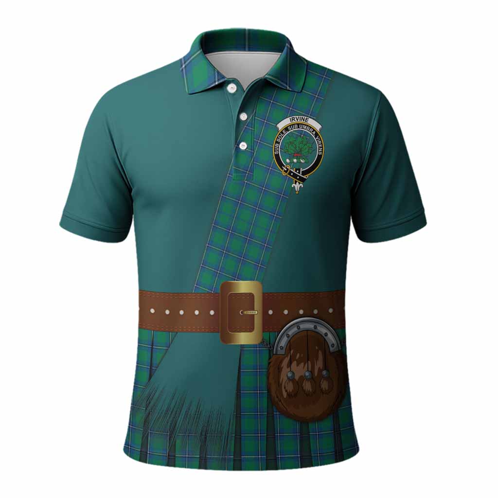 Irvine Tartan Crest Polo Shirt Kilt Costume Style
