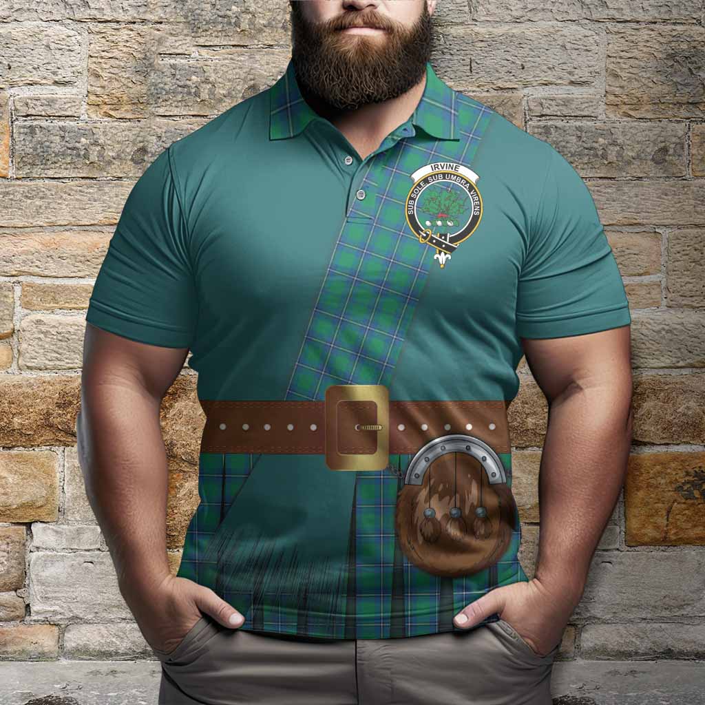 Irvine Tartan Crest Polo Shirt Kilt Costume Style