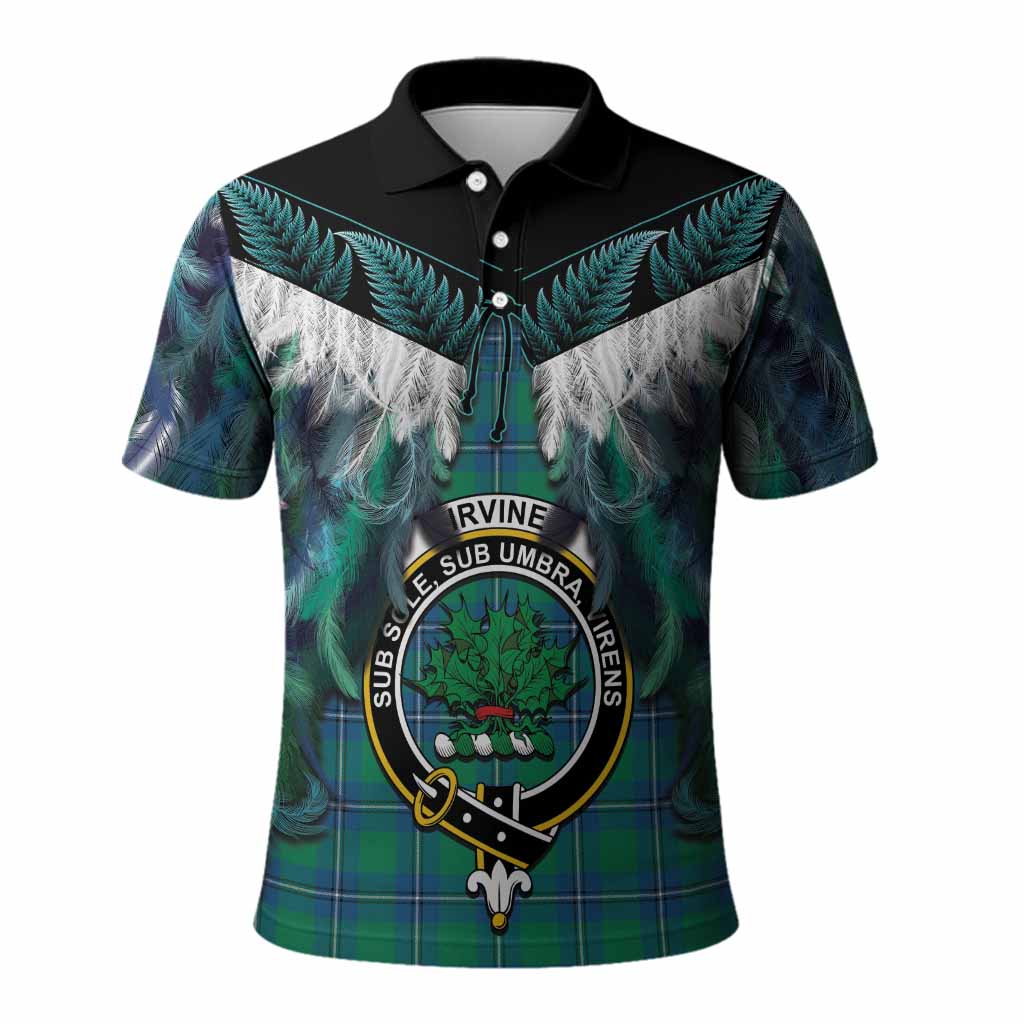 Irvine Tartan Crest Polo Shirt New Zealand Maori Korowai Cloak