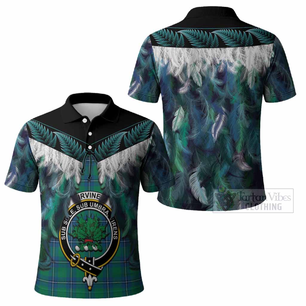 Irvine Tartan Crest Polo Shirt New Zealand Maori Korowai Cloak