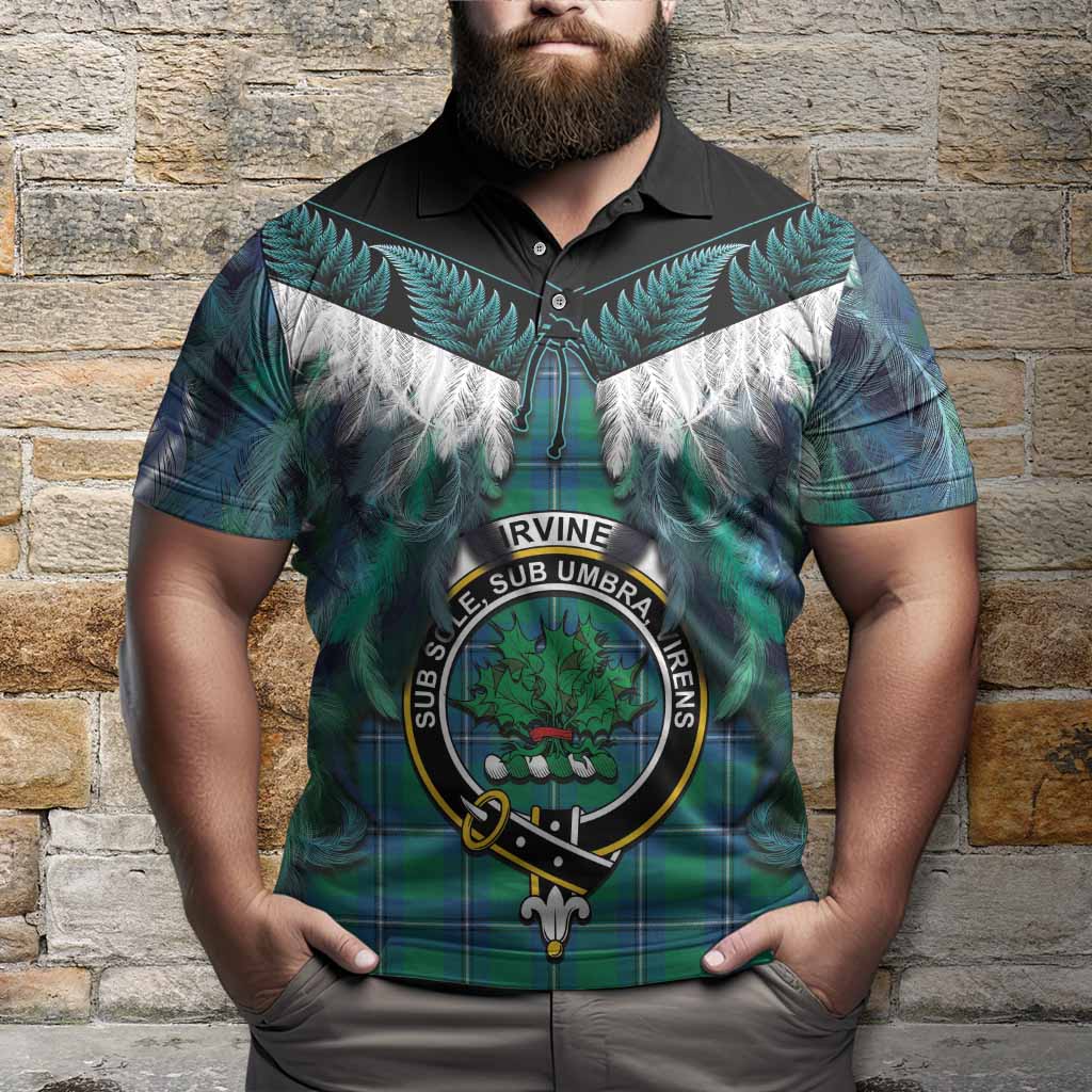 Irvine Tartan Crest Polo Shirt New Zealand Maori Korowai Cloak